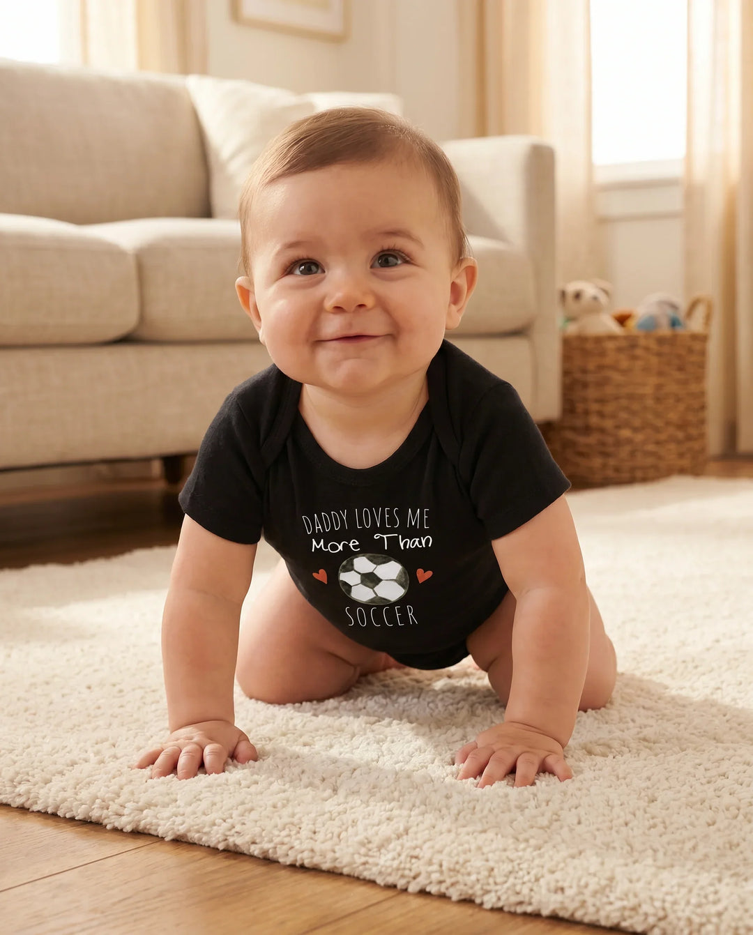 Daddy Loves Me More Than Soccer Baby Bamboo Bodysuit