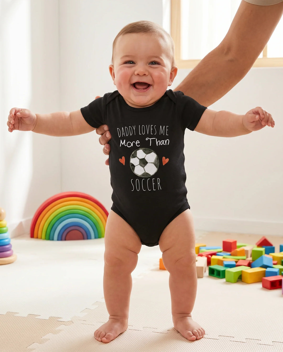 Daddy Loves Me More Than Soccer Baby Bamboo Bodysuit