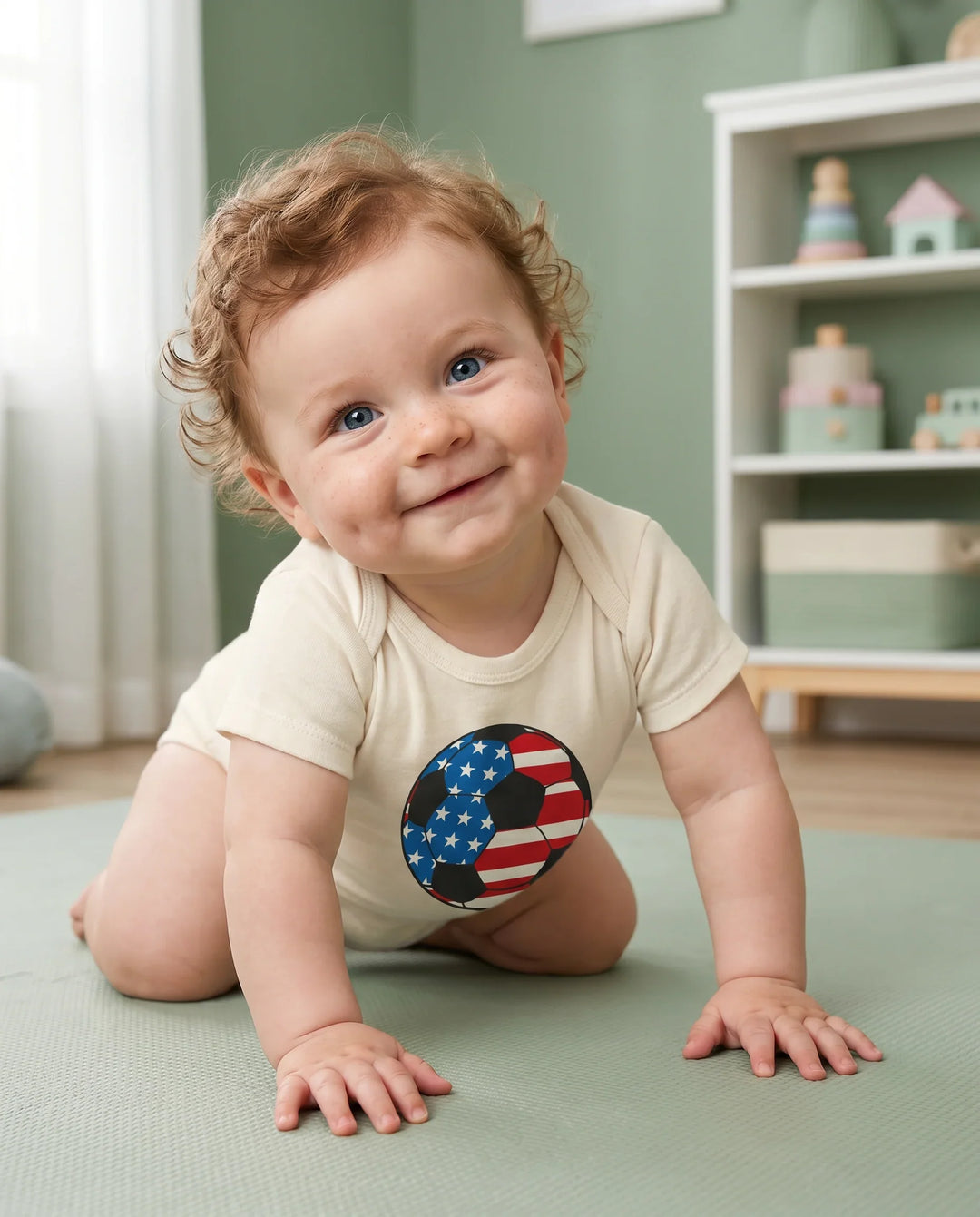 Patriotic Soccer Ball Bamboo Bodysuit