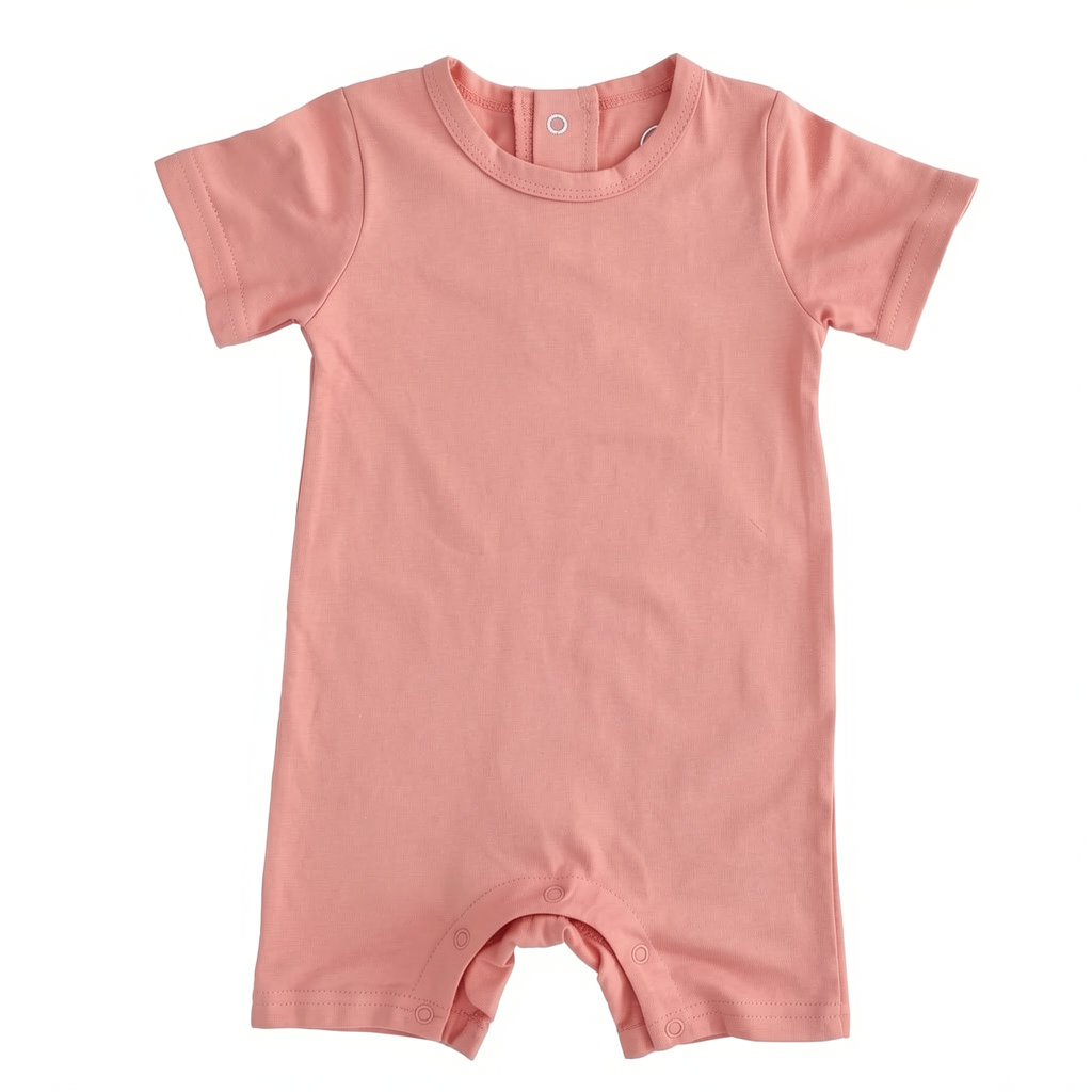 Solid Bamboo Short Sleeve Snap Romper