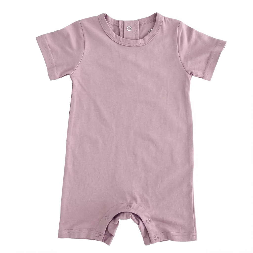 Solid Bamboo Short Sleeve Snap Romper