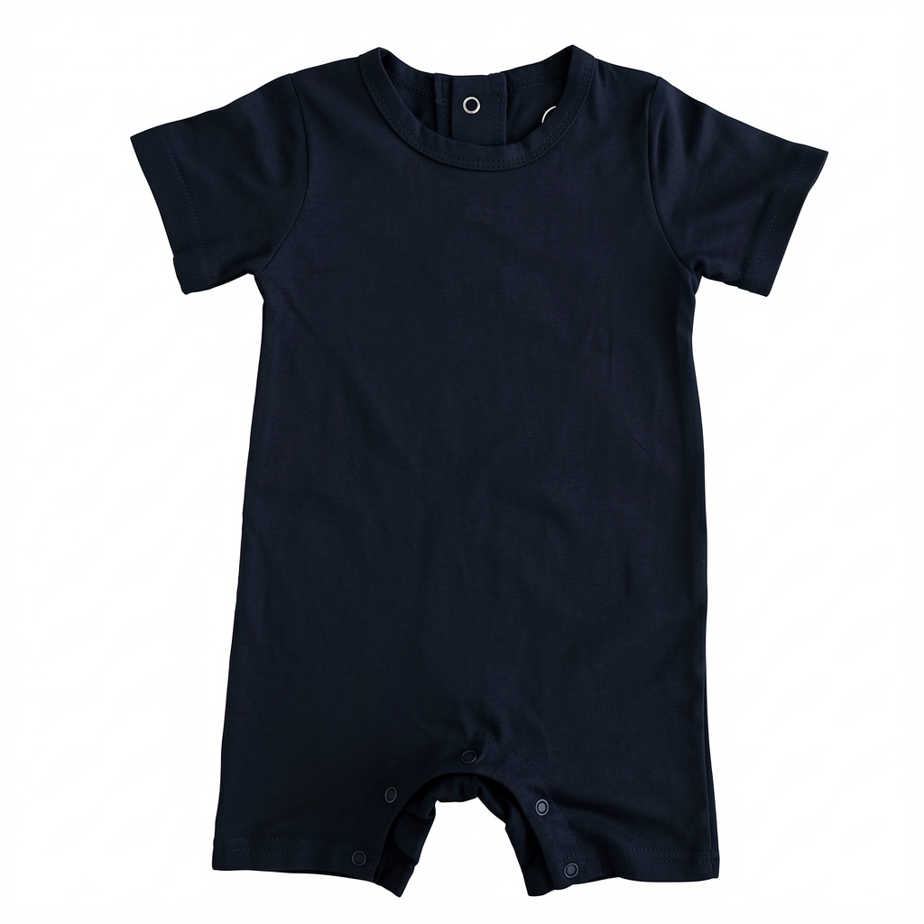 Solid Bamboo Short Sleeve Snap Romper