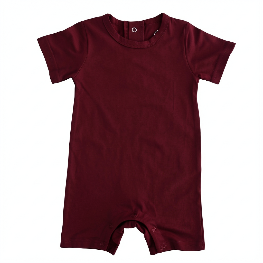Solid Bamboo Short Sleeve Snap Romper