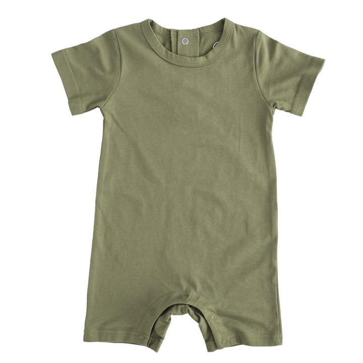 Solid Bamboo Short Sleeve Snap Romper