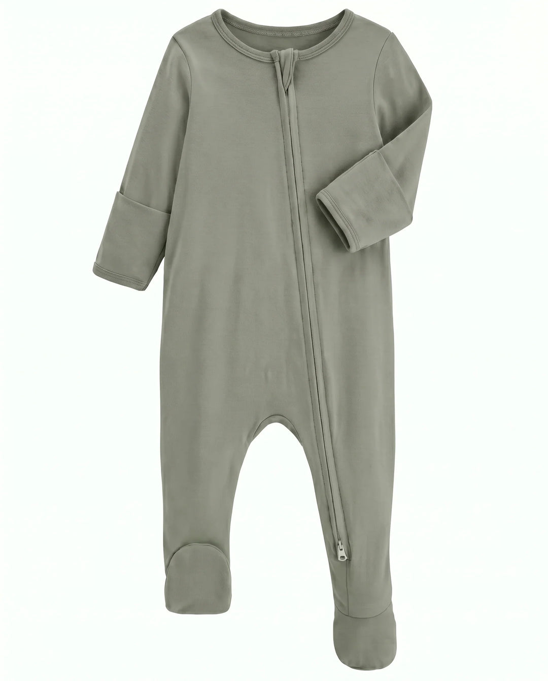 Solid Color Bamboo Zippered Footie Romper