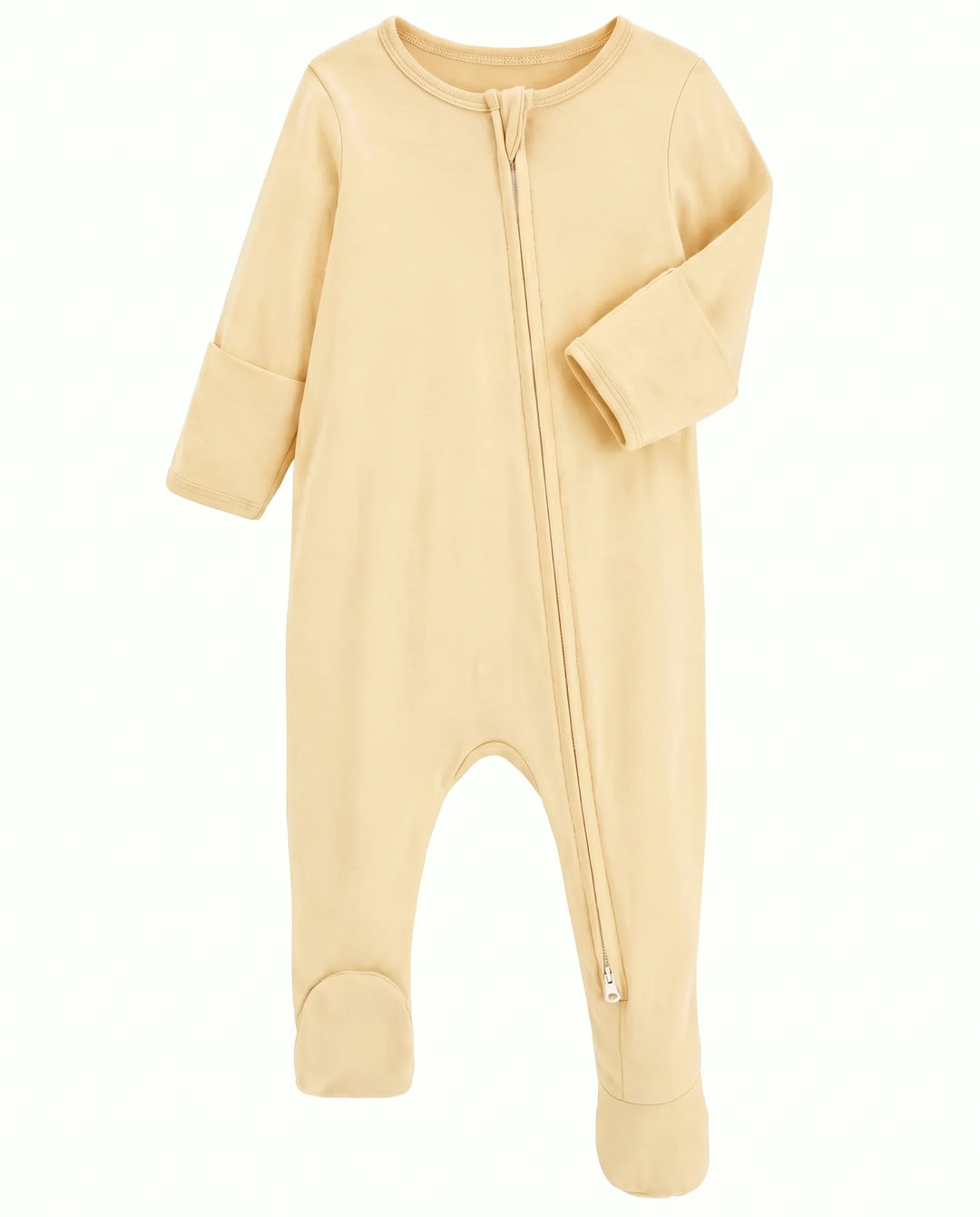 Solid Color Bamboo Zippered Footie Romper