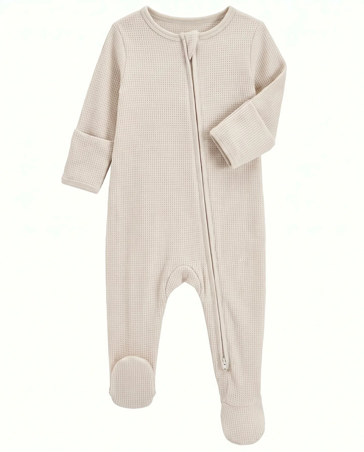 Waffle Bamboo Zipper Footie