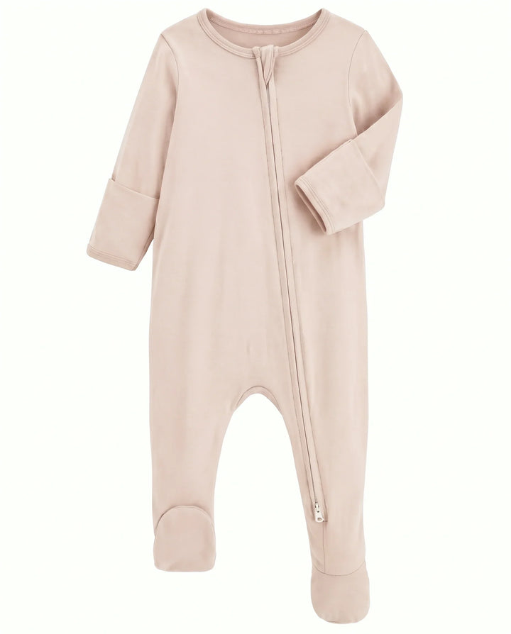 Solid Color Bamboo Zippered Footie Romper
