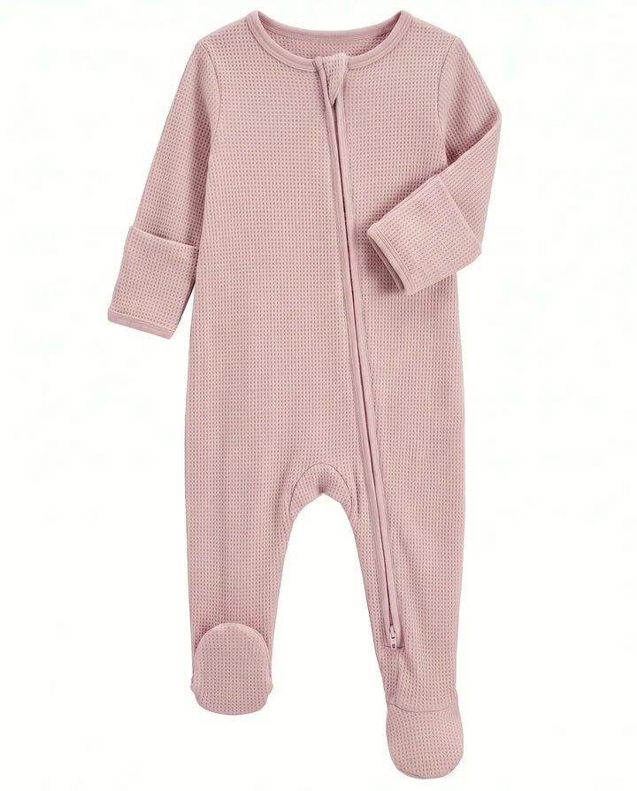 Waffle Bamboo Zipper Footie