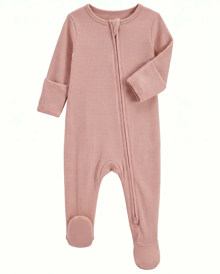 Waffle Bamboo Zipper Footie