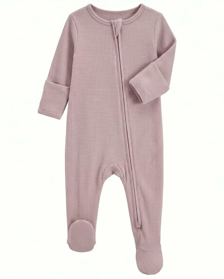Waffle Bamboo Zipper Footie
