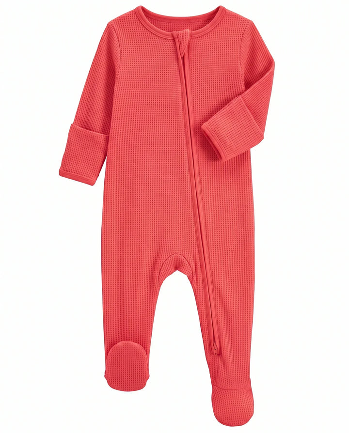 Waffle Bamboo Zipper Footie