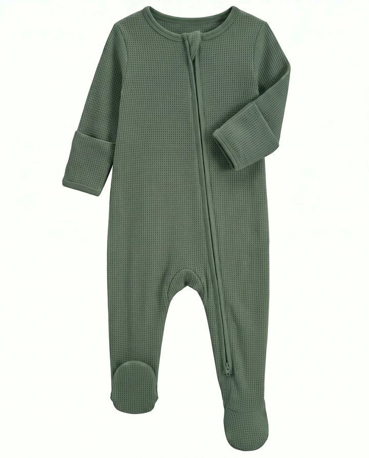 Waffle Bamboo Zipper Footie