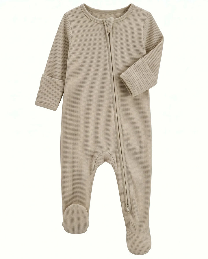 Waffle Bamboo Zipper Footie