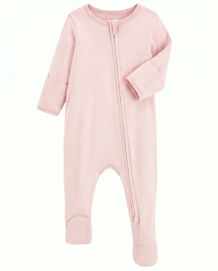 Solid Color Bamboo Zippered Footie Romper