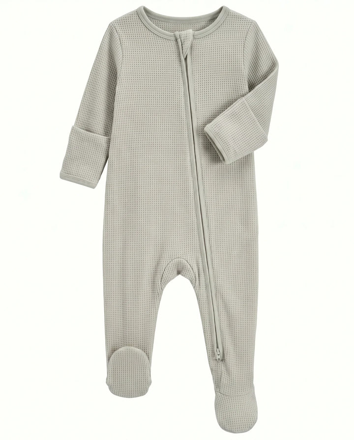 Waffle Bamboo Zipper Footie