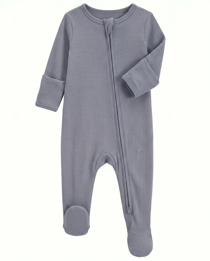 Waffle Bamboo Zipper Footie
