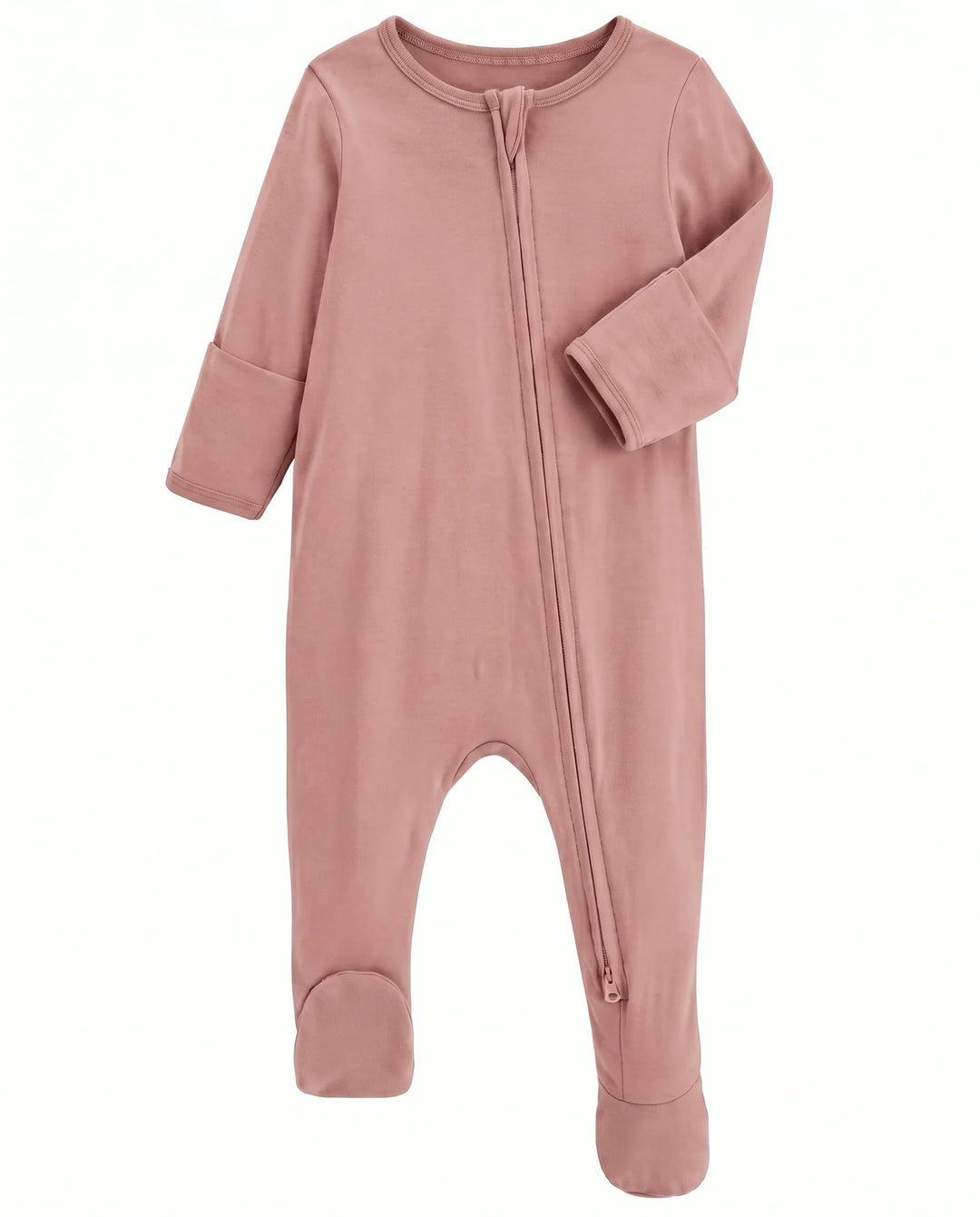 Solid Color Bamboo Zippered Footie Romper