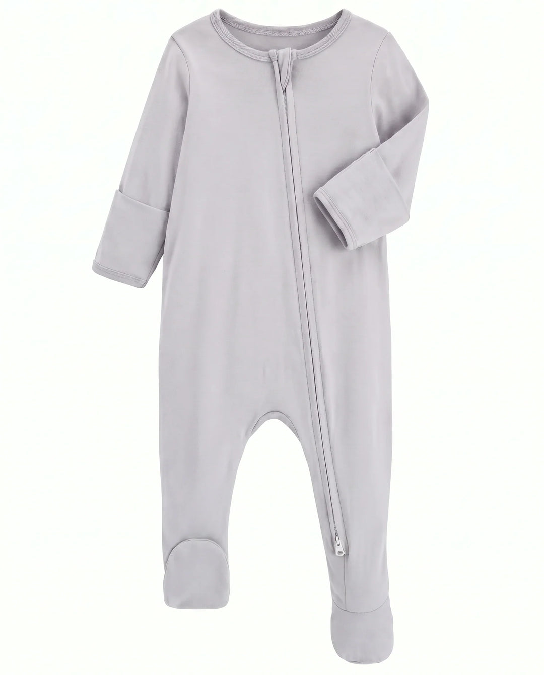 Solid Color Bamboo Zippered Footie Romper