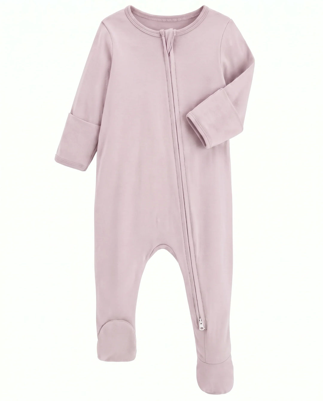 Solid Color Bamboo Zippered Footie Romper