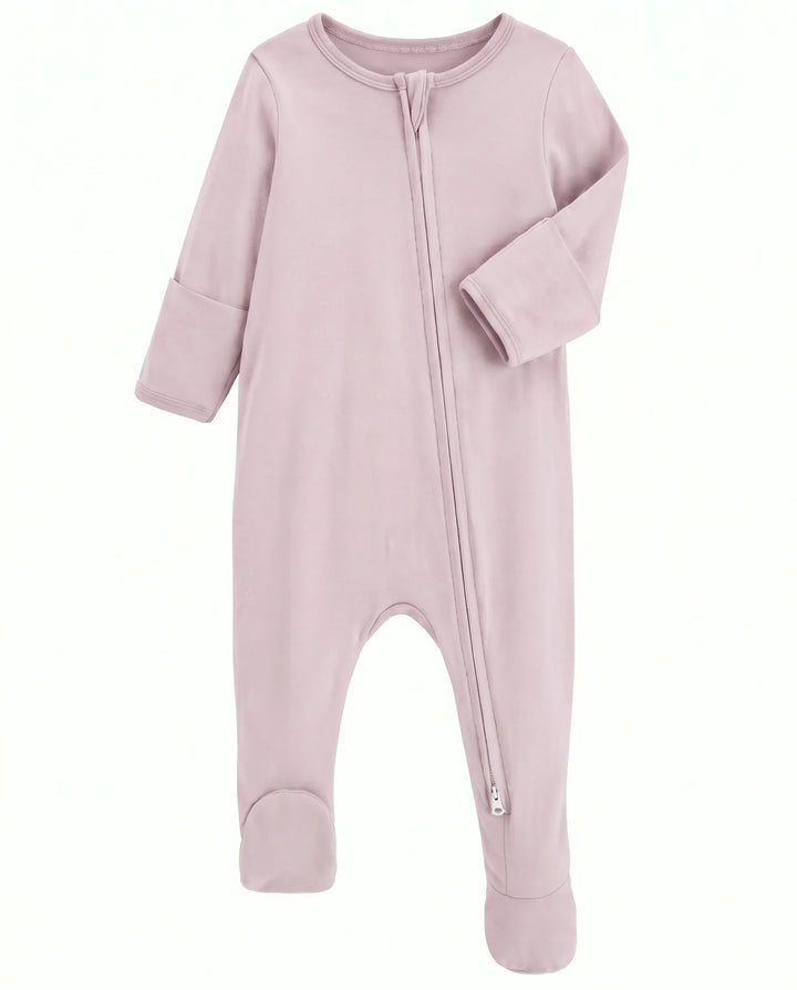 Solid Color Bamboo Zippered Footie Romper