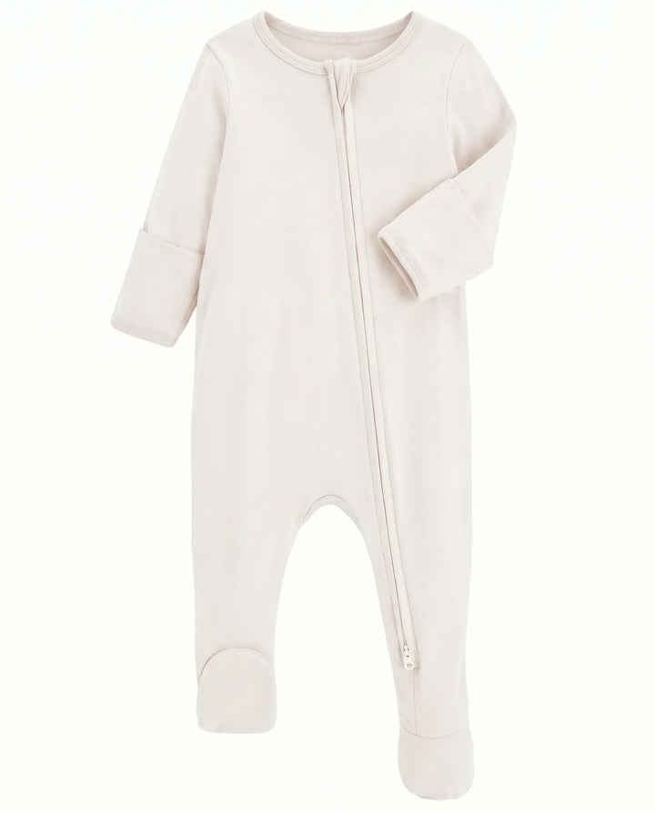Solid Color Bamboo Zippered Footie Romper