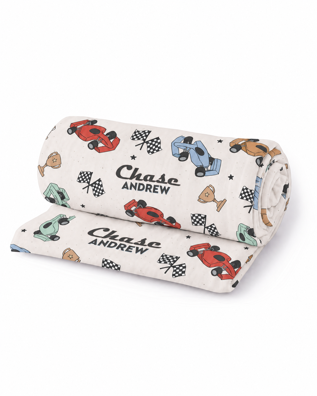 Personalized Pit Crew Bamboo Swaddle Blanket