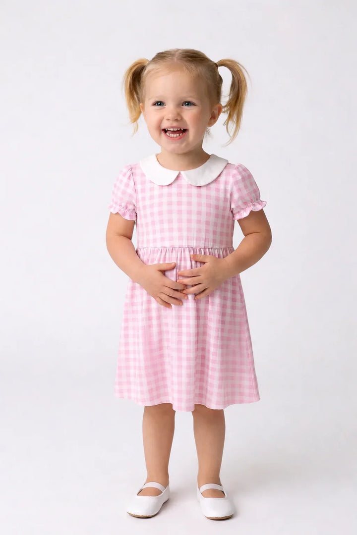 Gingham Bamboo Peter Pan Collar Dress