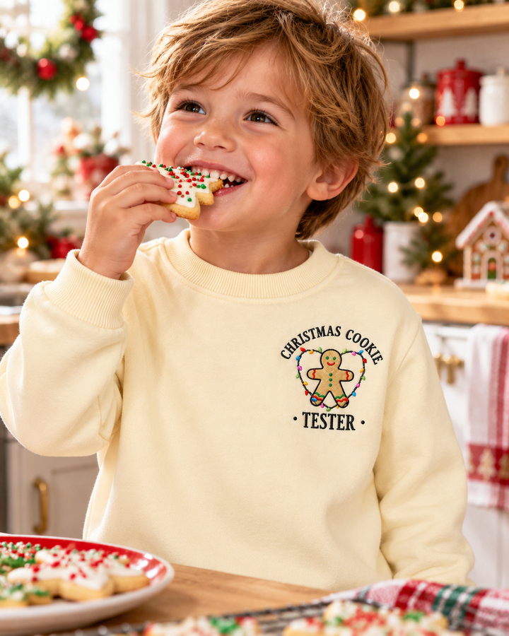 Christmas Cookie Crew Matching Embroidered Bamboo Crewneck Sweatshirt