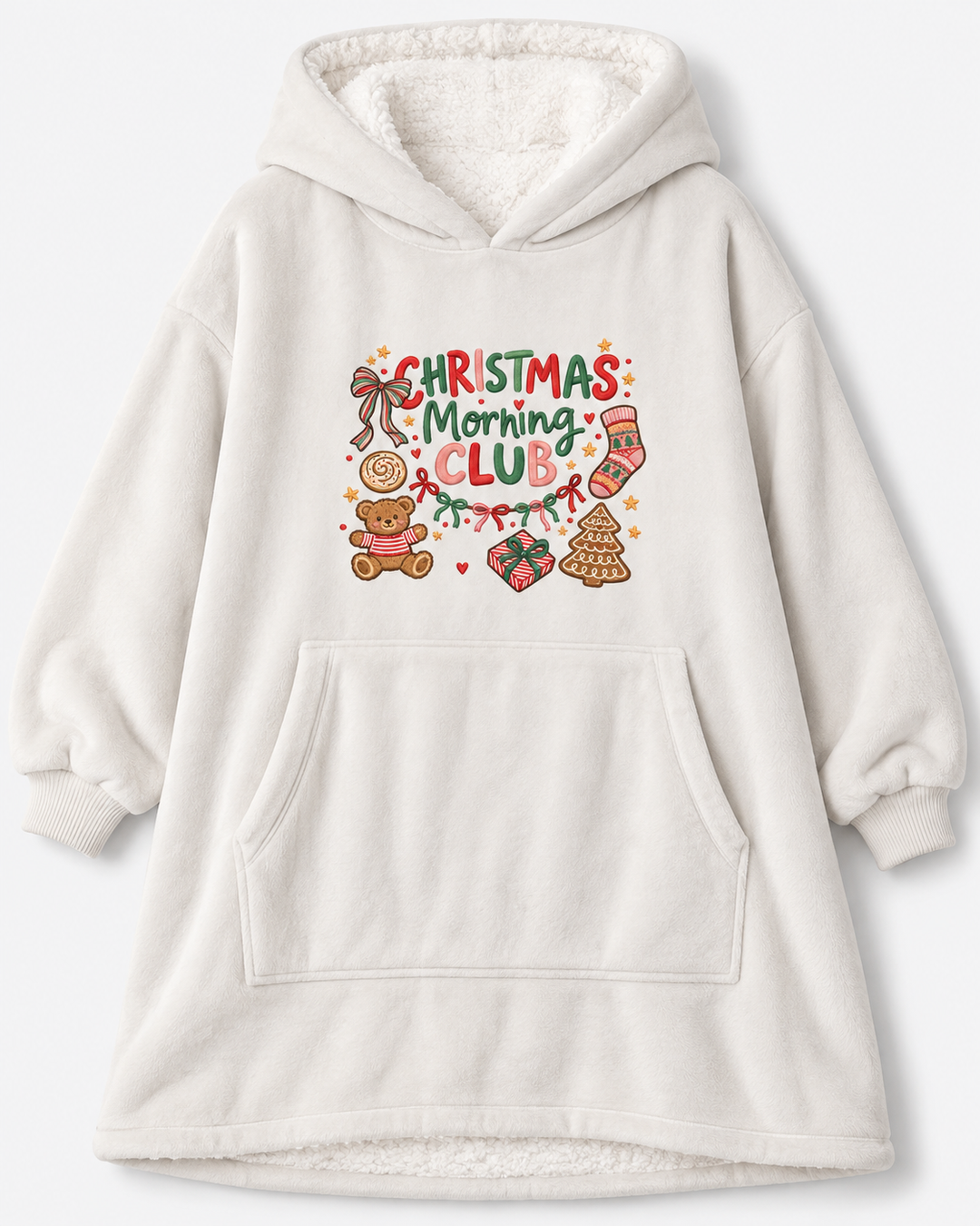 Christmas Morning Club Embroidered Bamboo Blanket Hoodie