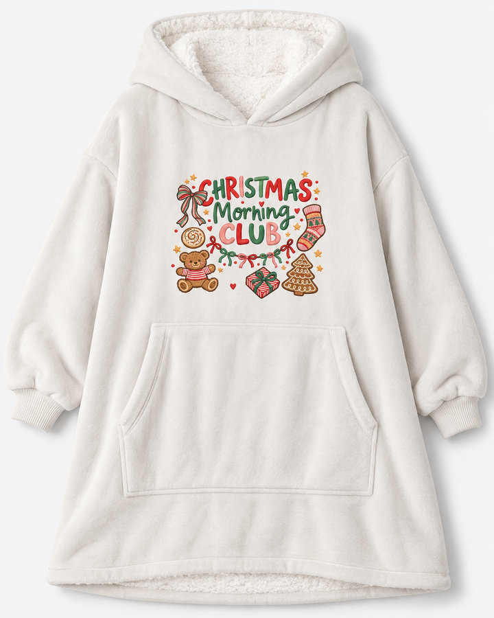 Christmas Morning Club Embroidered Bamboo Blanket Hoodie
