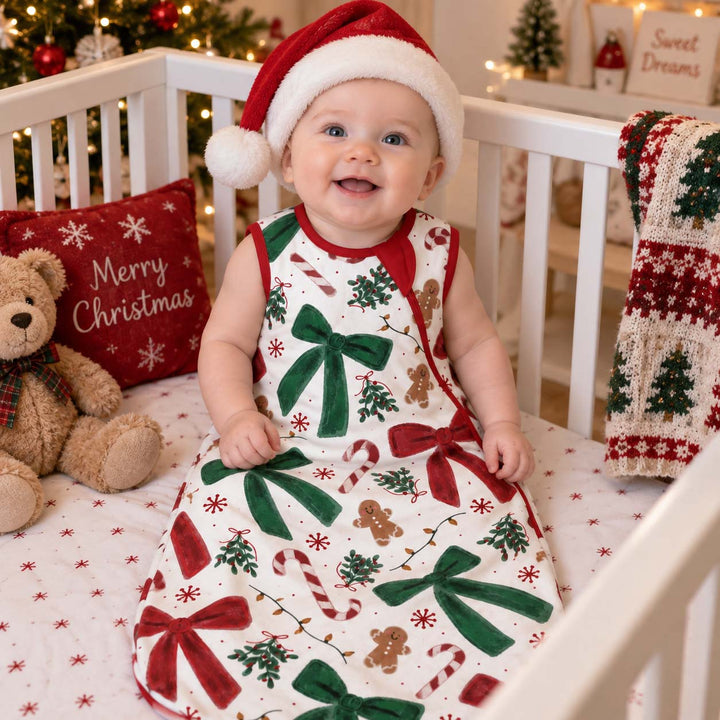 Christmas Bows Candy Canes and Gingerbread Bamboo Sleep Bag