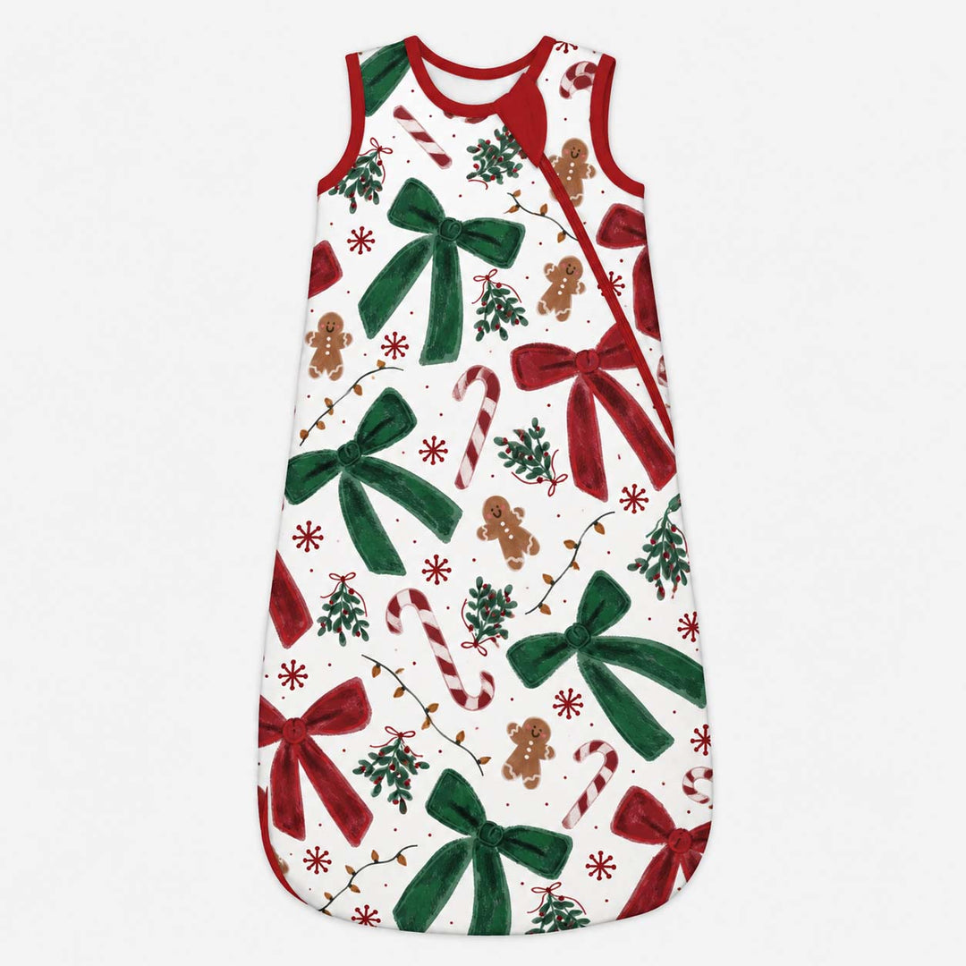 Christmas Bows Candy Canes and Gingerbread Bamboo Sleep Bag