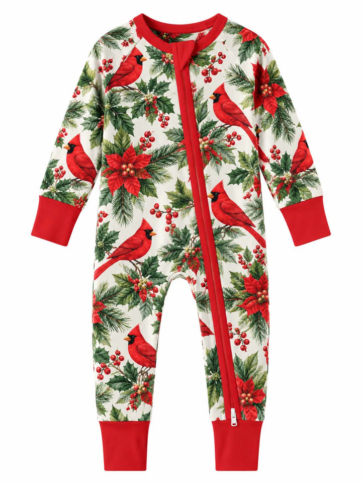 Christmas Cardinal Poinsettia Bamboo Convertible Zippy