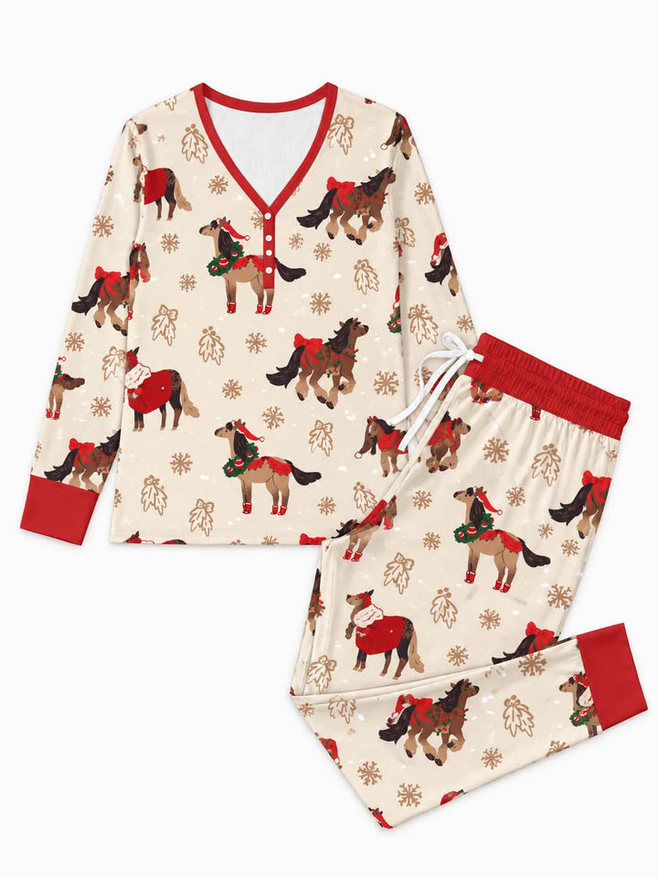 Christmas Cowboy Horses Bamboo Women Pajama Set