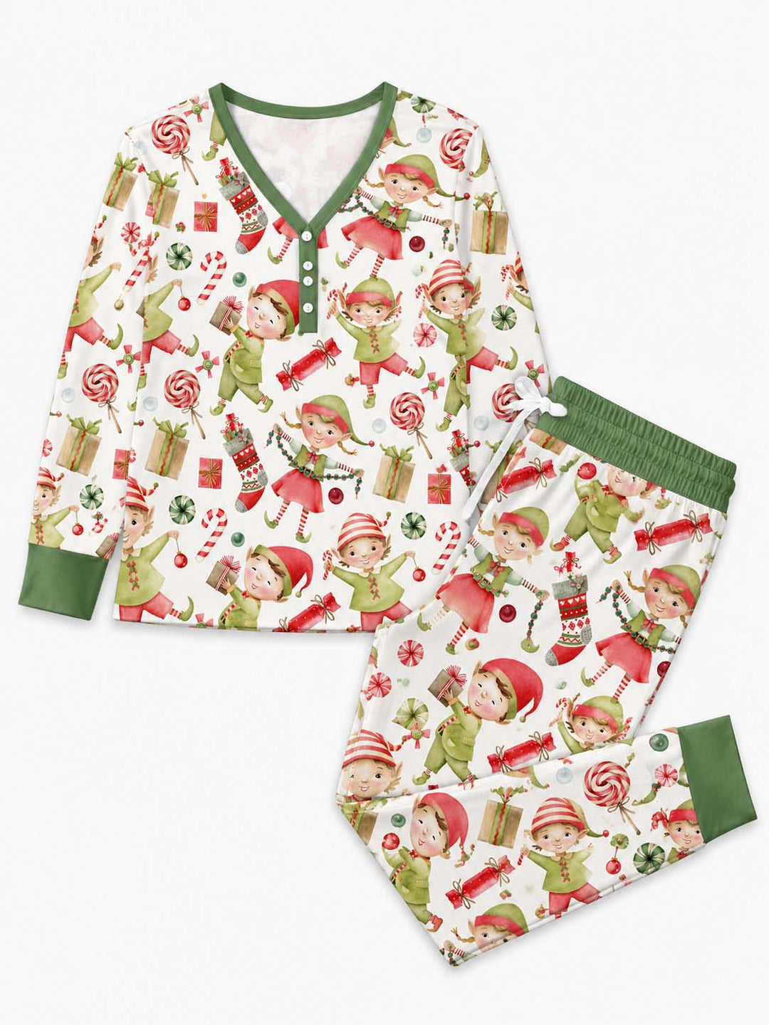Christmas Elf Candy Fun Bamboo Women Pajama Set