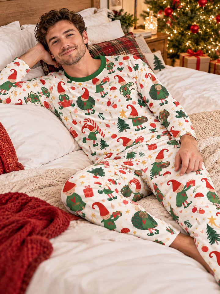 Christmas Elf Holiday Fun Bamboo Men's Pajama Set