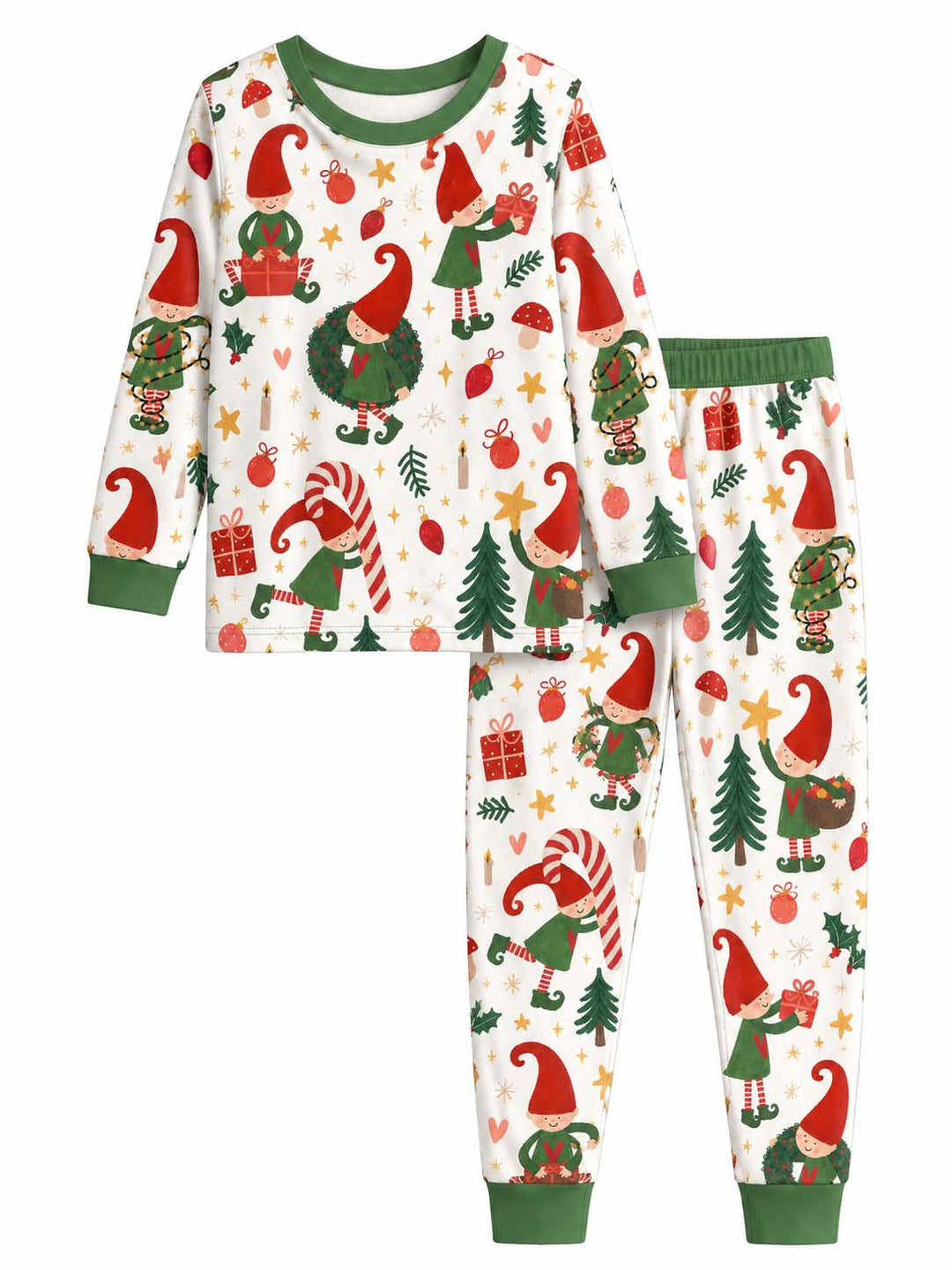 Christmas Elf Holiday Fun Bamboo Two Piece Long Sleeve Pajama Set