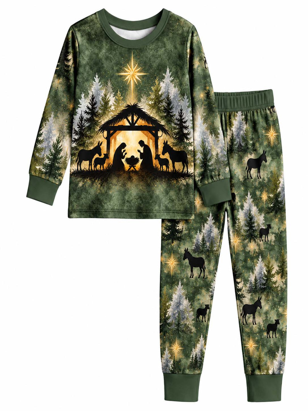 Christmas Nativity Star Bamboo Two Piece Long Sleeve Pajama Set