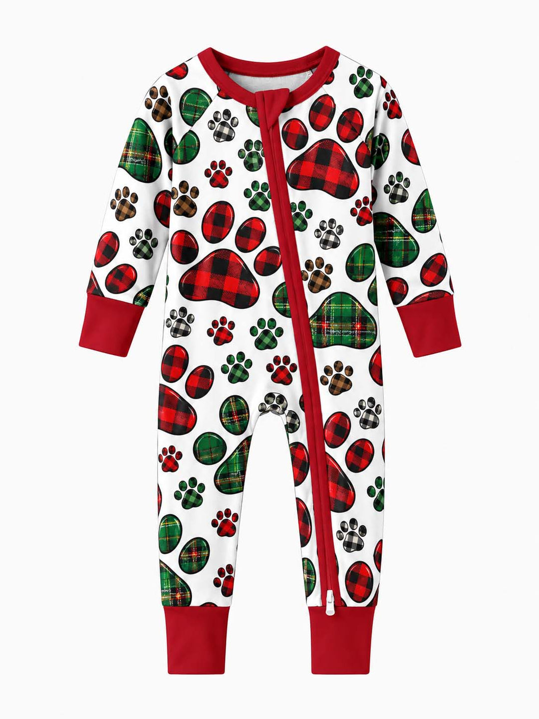 Christmas Plaid Paw Prints Bamboo Convertible Zippy
