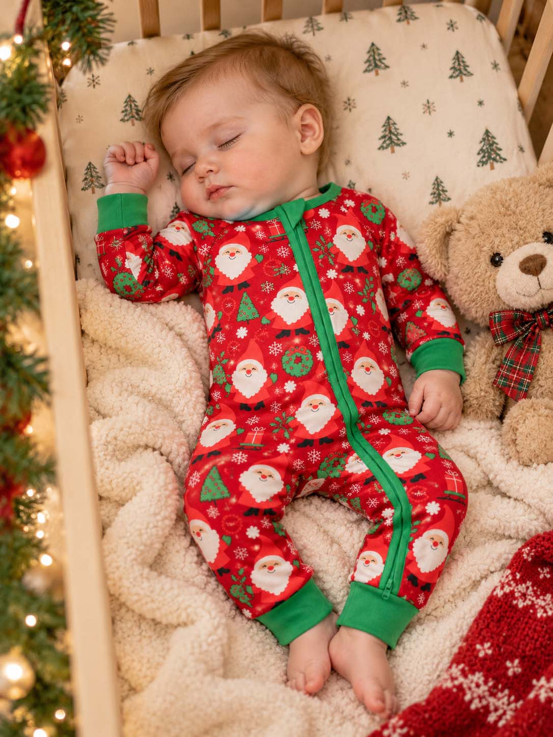 Christmas Santa and Snowflakes Bamboo Convertible Zippy