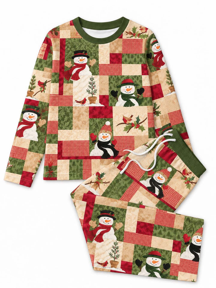 Christmas Snowman Patchwork Bamboo Men's Pajama Set