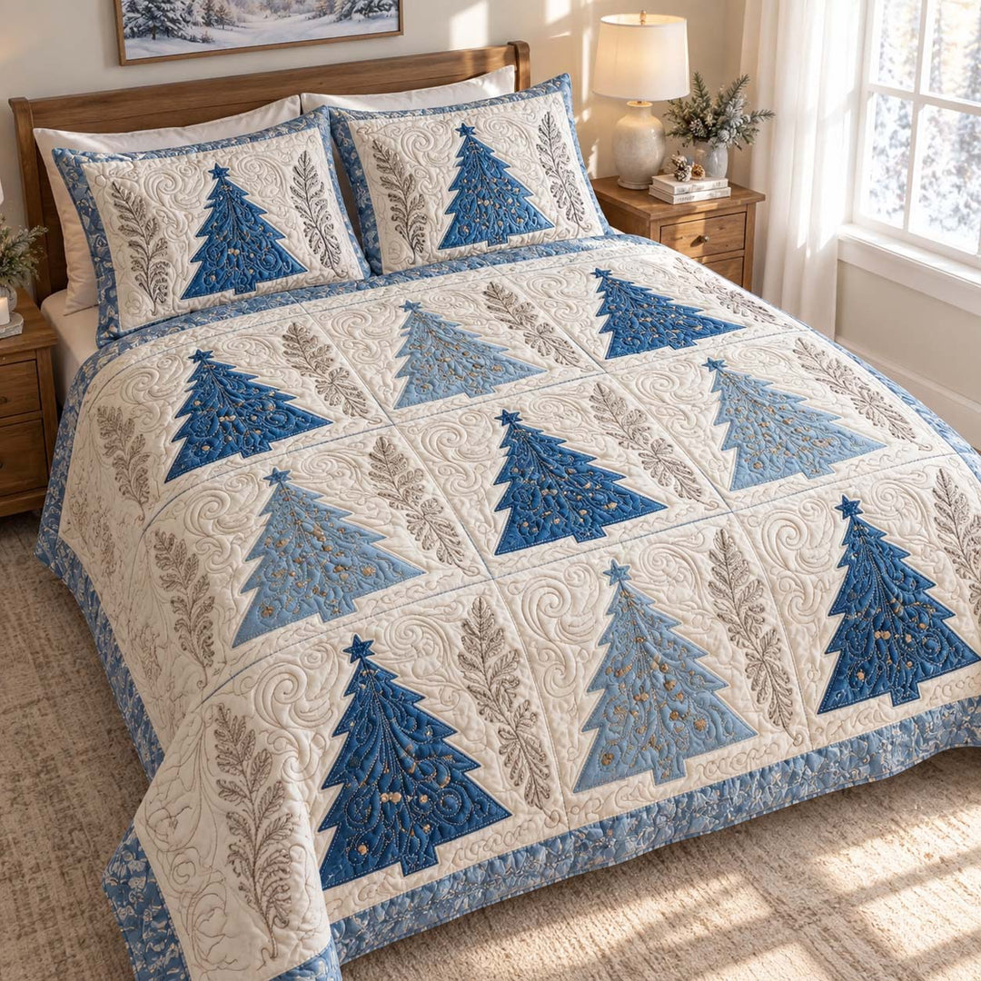 Christmas Tree Patchwork Bamboo Quilt Bedding Set