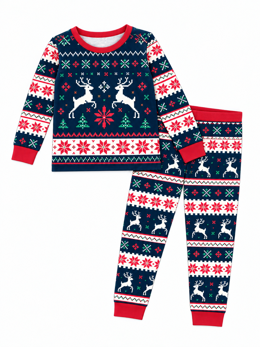 Classic Fair Isle Winter Bamboo Two Piece Long Sleeve Pajama Set