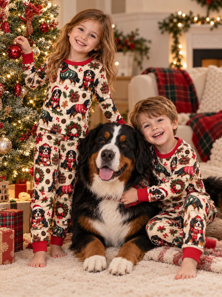 Classic Bernese Christmas Bamboo Two Piece Long Sleeve Pajama Set