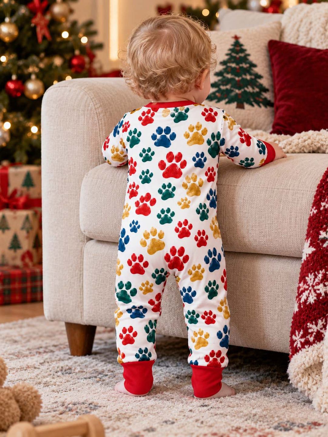 Classic Christmas Color Paw Prints Bamboo Convertible Zippy