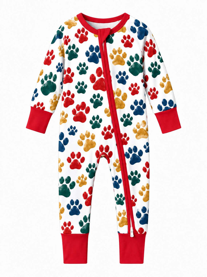 Classic Christmas Color Paw Prints Bamboo Convertible Zippy