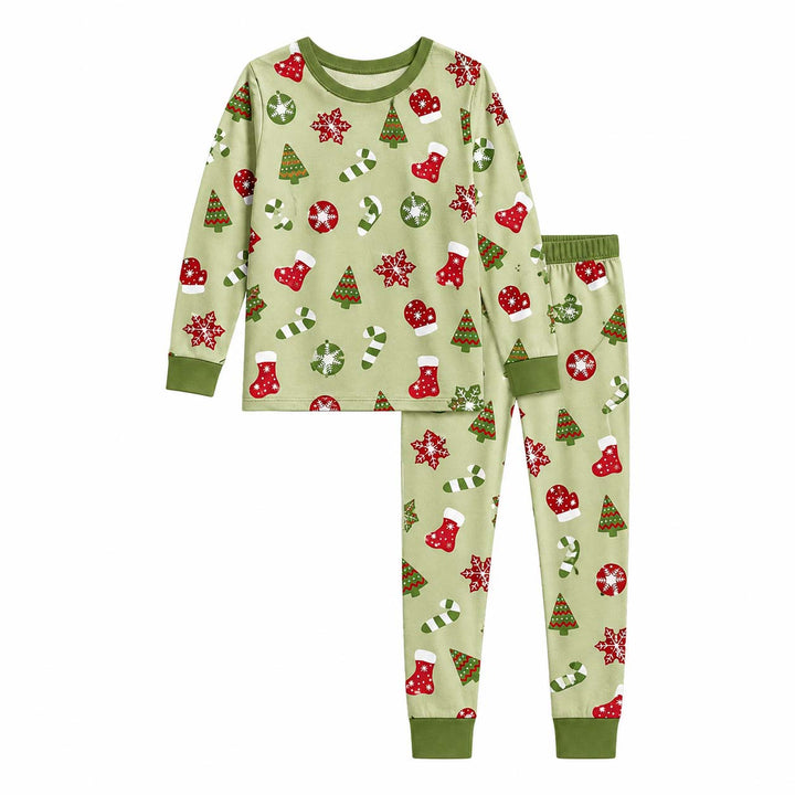 Classic Christmas Holiday Icons Bamboo Two Piece Long Sleeve Pajama Set