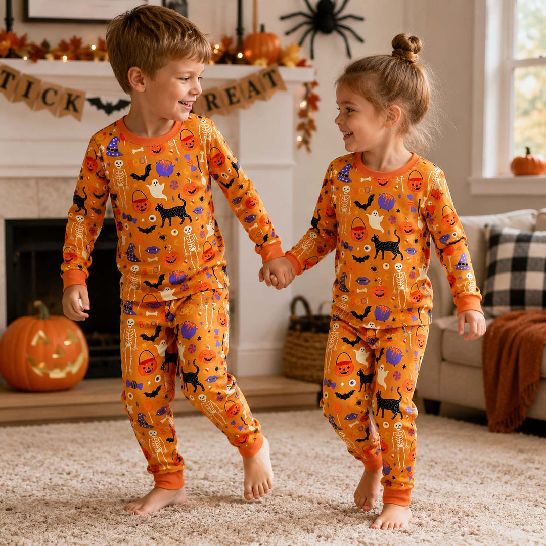 Classic Halloween Icons Bamboo Two Piece Long Sleeve Pajama Set