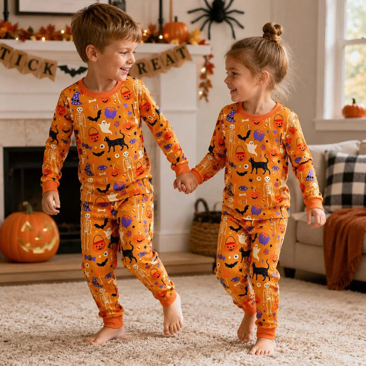 Classic Halloween Icons Bamboo Two Piece Long Sleeve Pajama Set